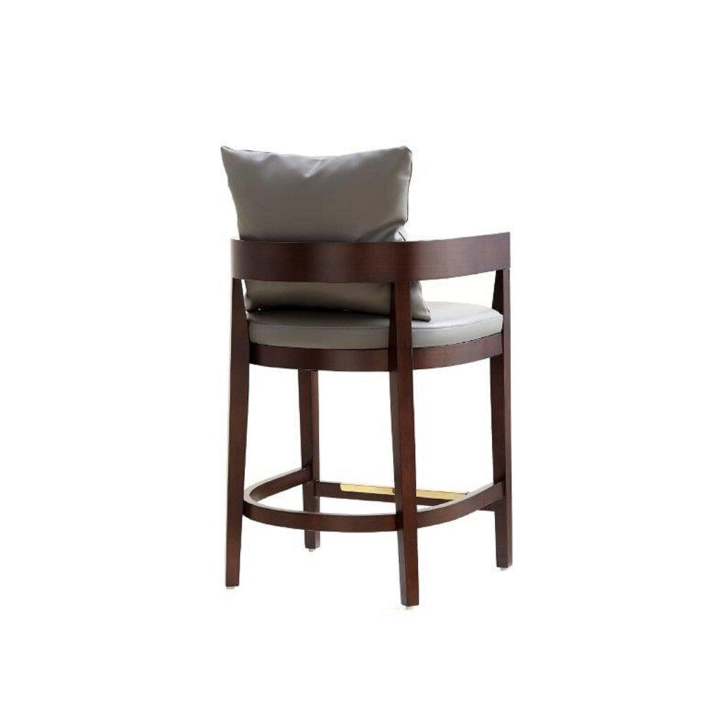 Manhattan Comfort - Ritz Faux Leather Counter Stool with Beech Wood Legs in Grey and Dark Walnut - CS006-GY veiw 3