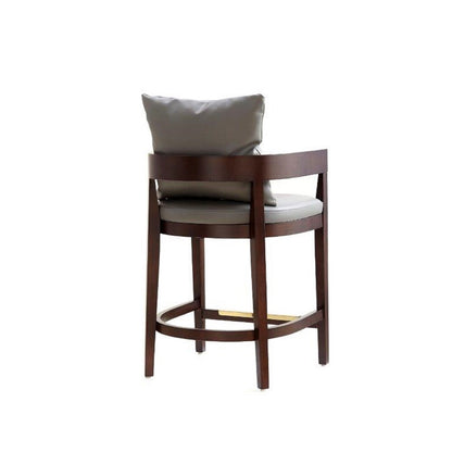Manhattan Comfort - Ritz Faux Leather Counter Stool with Beech Wood Legs in Grey and Dark Walnut - CS006-GY veiw 3