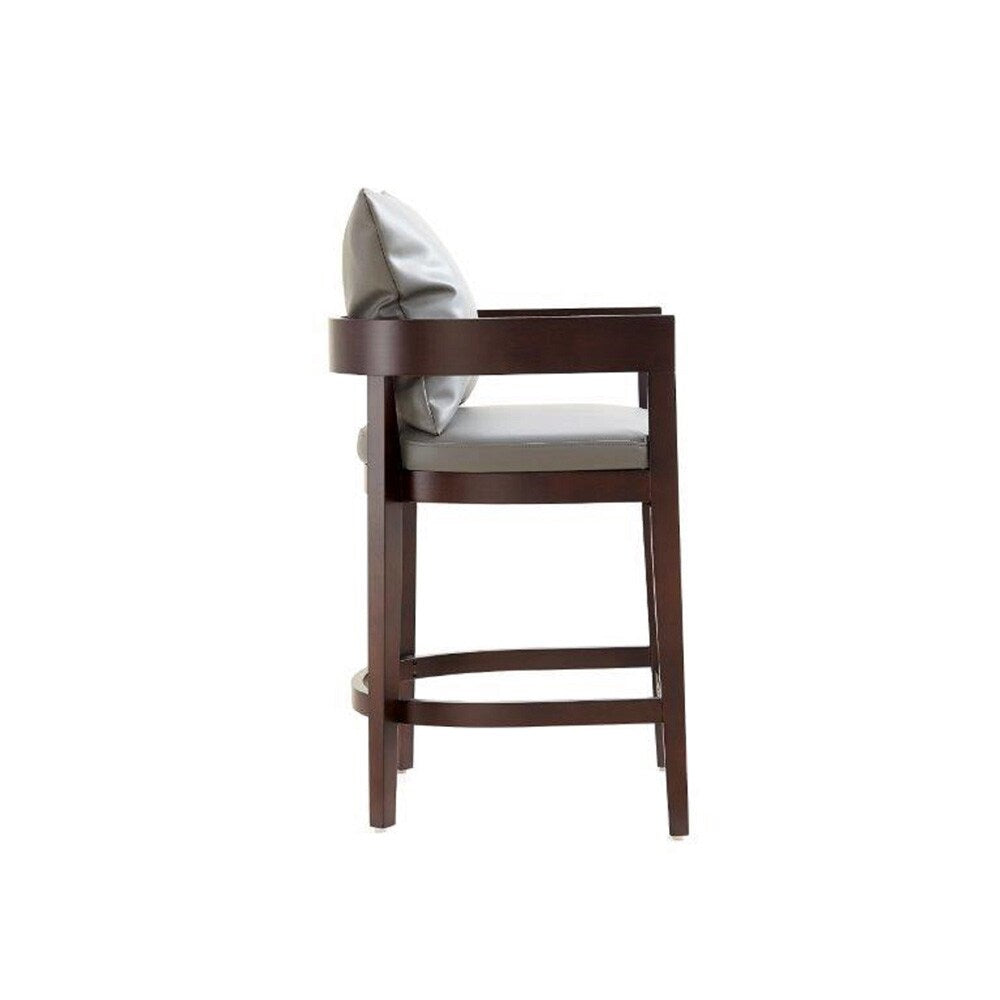 Manhattan Comfort - Ritz Faux Leather Counter Stool with Beech Wood Legs in Grey and Dark Walnut - CS006-GY veiw 4