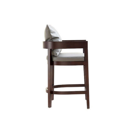 Manhattan Comfort - Ritz Faux Leather Counter Stool with Beech Wood Legs in Grey and Dark Walnut - CS006-GY veiw 4