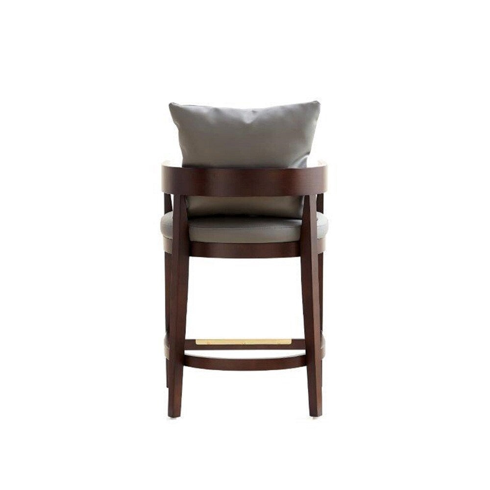 Manhattan Comfort - Ritz Faux Leather Counter Stool with Beech Wood Legs in Grey and Dark Walnut - CS006-GY veiw 5