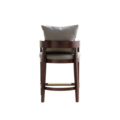 Manhattan Comfort - Ritz Faux Leather Counter Stool with Beech Wood Legs in Grey and Dark Walnut - CS006-GY veiw 5