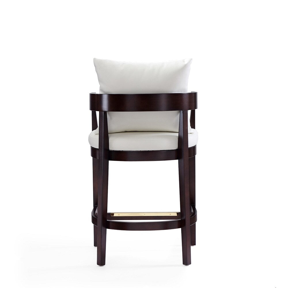 Manhattan Comfort - Ritz Faux Leather Counter Stool with Beech Wood Legs in Ivory and Dark Walnut - CS006-IV veiw 5