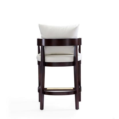 Manhattan Comfort - Ritz Faux Leather Counter Stool with Beech Wood Legs in Ivory and Dark Walnut - CS006-IV veiw 5