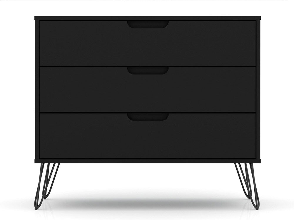Manhattan Comfort - Rockefeller Dresser with 3 Drawers in Black - 103GMC2 veiw 1