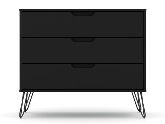 Manhattan Comfort - Rockefeller Dresser with 3 Drawers in Black - 103GMC2 veiw 1