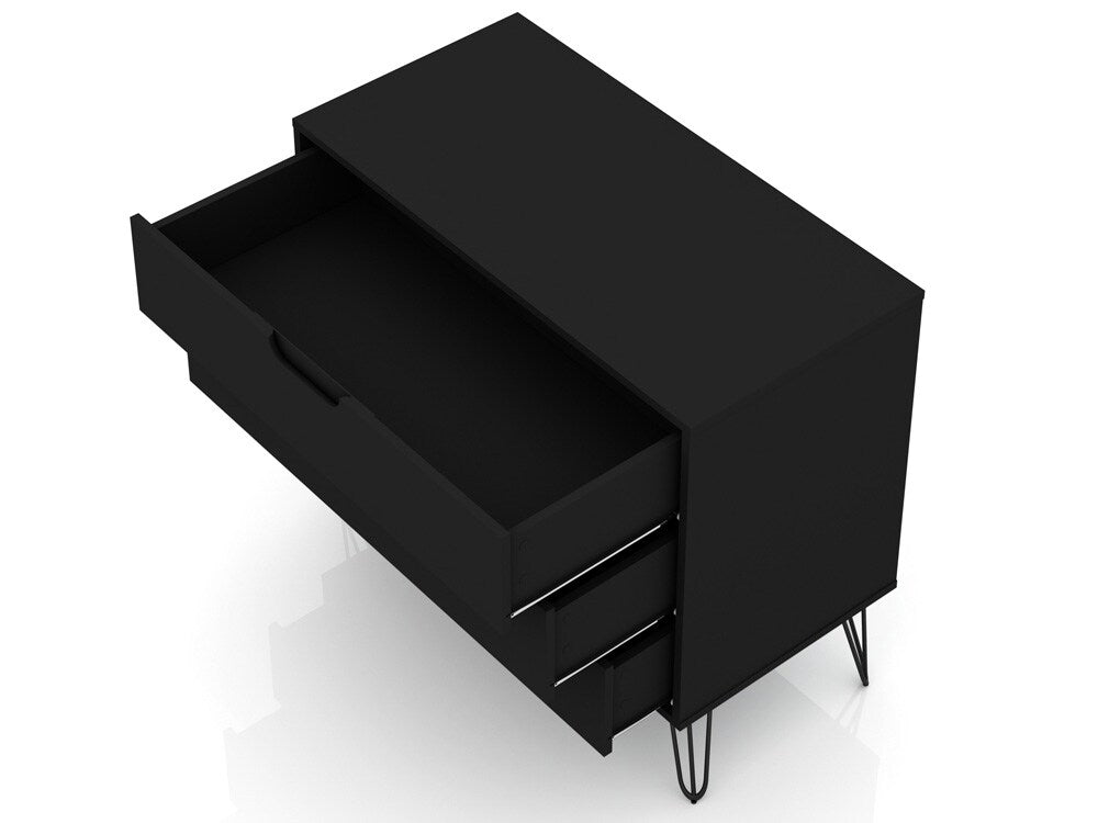 Manhattan Comfort - Rockefeller Dresser with 3 Drawers in Black - 103GMC2 veiw 4