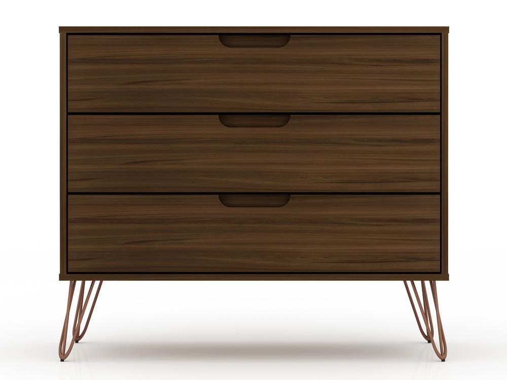 Manhattan Comfort - Rockefeller Dresser with 3 Drawers in Brown - 103GMC5 veiw 1