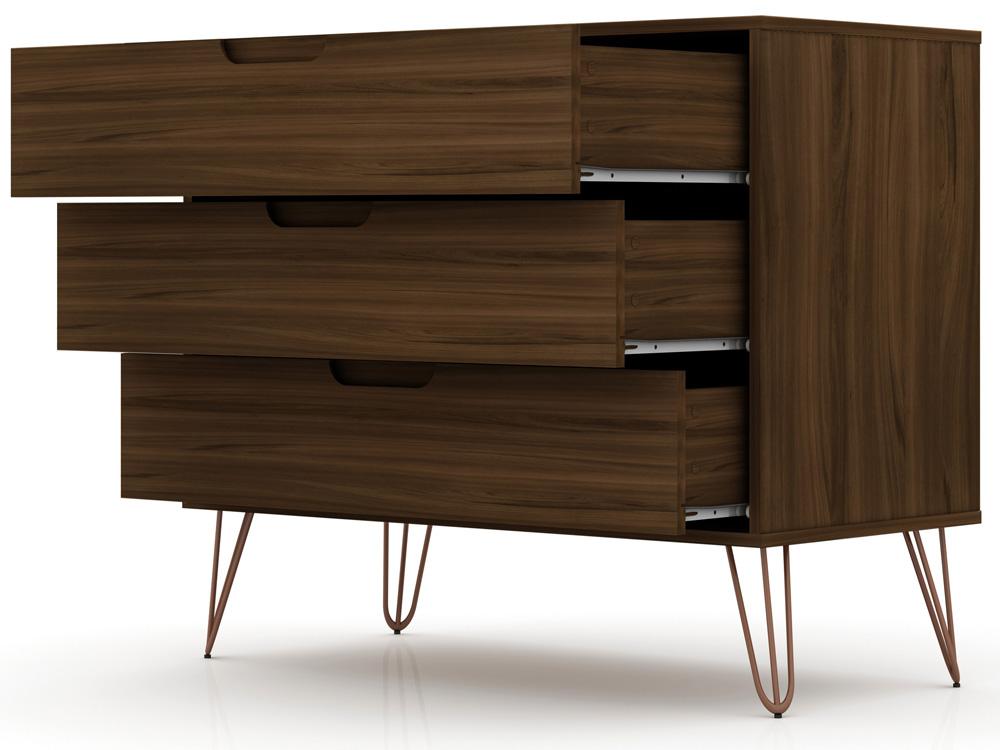 Manhattan Comfort - Rockefeller Dresser with 3 Drawers in Brown - 103GMC5 veiw 3