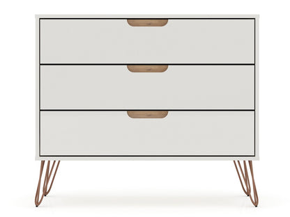 Manhattan Comfort - Rockefeller Dresser with 3 Drawers in Off White and Nature - 103GMC3 veiw 1
