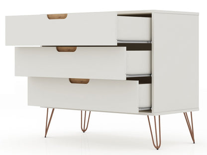 Manhattan Comfort - Rockefeller Dresser with 3 Drawers in Off White and Nature - 103GMC3 veiw 3