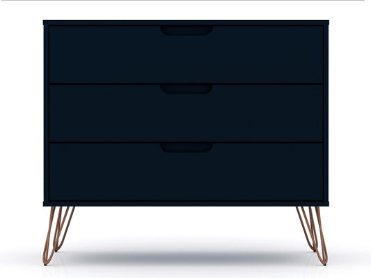 Manhattan Comfort - Rockefeller Dresser with 3 Drawers in Tatiana Midnight Blue - 103GMC4 veiw 1