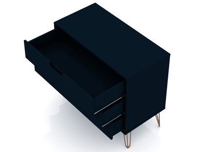 Manhattan Comfort - Rockefeller Dresser with 3 Drawers in Tatiana Midnight Blue - 103GMC4 veiw 3
