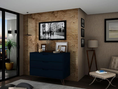 Manhattan Comfort - Rockefeller Dresser with 3 Drawers in Tatiana Midnight Blue - 103GMC4 veiw 8