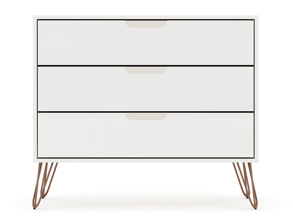 Manhattan Comfort - Rockefeller Dresser with 3 Drawers in White - 103GMC1 veiw 1