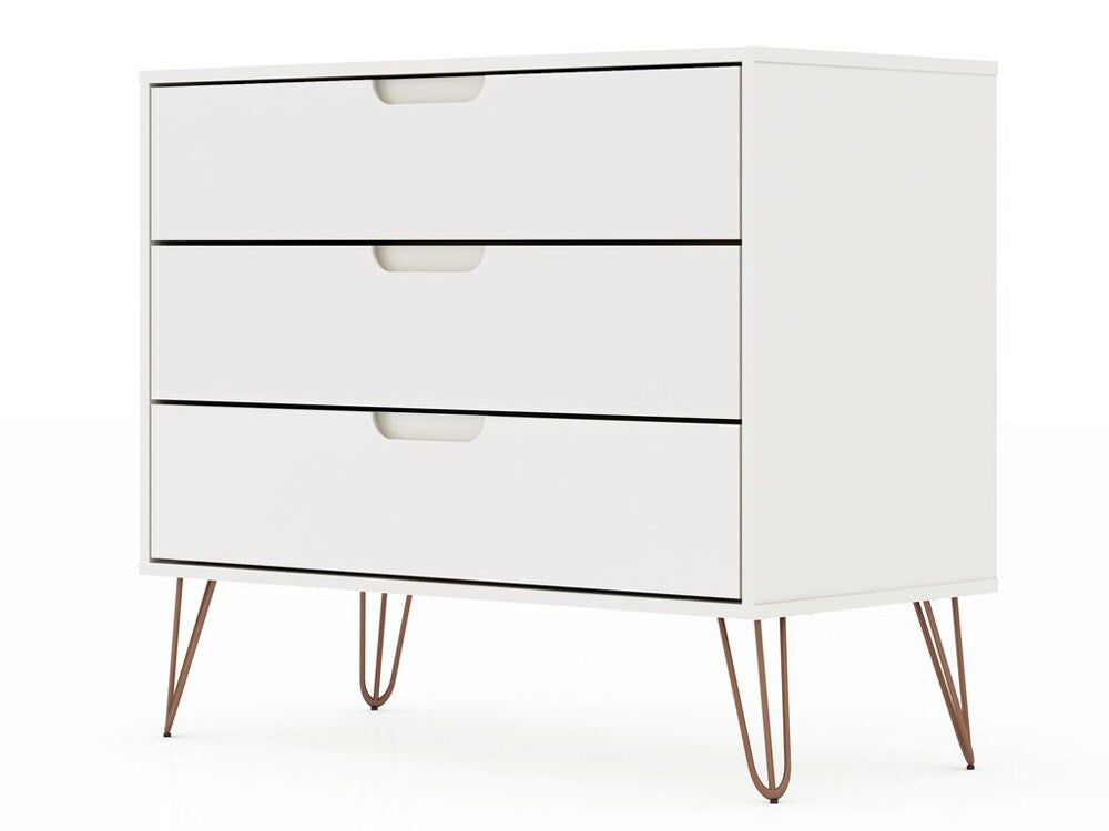 Manhattan Comfort - Rockefeller Dresser with 3 Drawers in White - 103GMC1 veiw 2