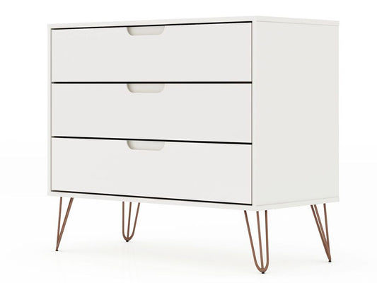 Manhattan Comfort - Rockefeller Dresser with 3 Drawers in White - 103GMC1 veiw 2
