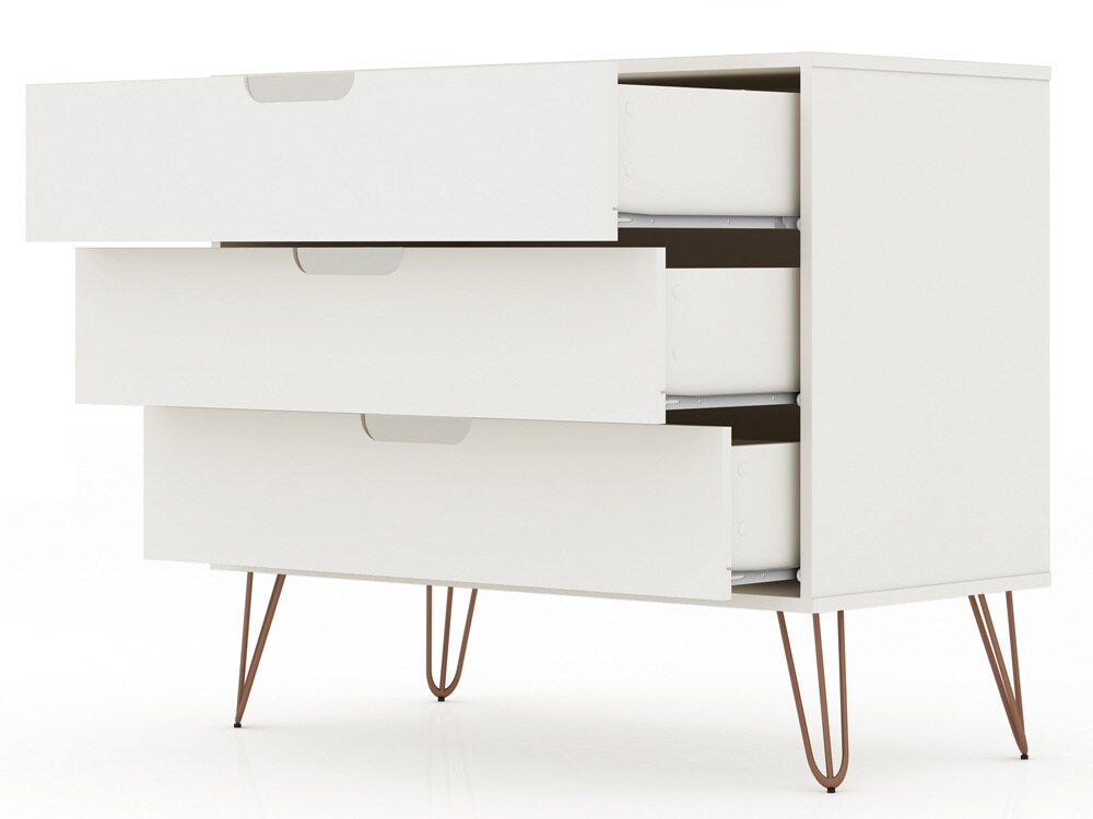 Manhattan Comfort - Rockefeller Dresser with 3 Drawers in White - 103GMC1 veiw 3