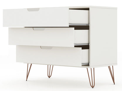 Manhattan Comfort - Rockefeller Dresser with 3 Drawers in White - 103GMC1 veiw 3