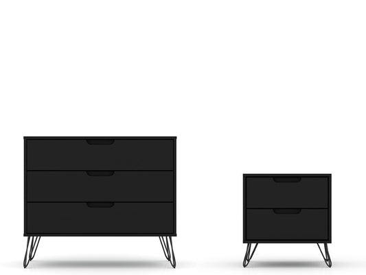 Manhattan Comfort - 2-Piece Rockefeller Dresser and Nightstand with 5 Drawers in Black - 104GMC2 veiw 1