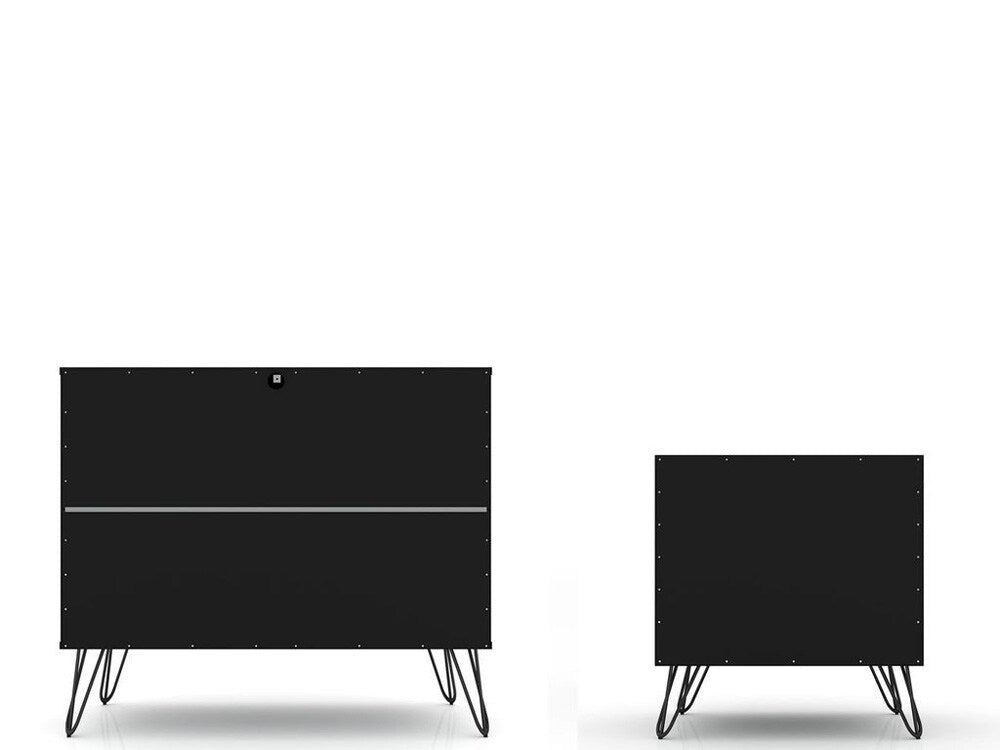 Manhattan Comfort - 2-Piece Rockefeller Dresser and Nightstand with 5 Drawers in Black - 104GMC2 veiw 4