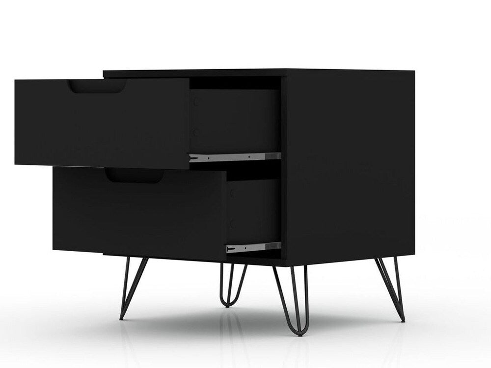 Manhattan Comfort - 2-Piece Rockefeller Dresser and Nightstand with 5 Drawers in Black - 104GMC2 veiw 6