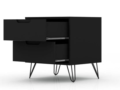 Manhattan Comfort - 2-Piece Rockefeller Dresser and Nightstand with 5 Drawers in Black - 104GMC2 veiw 6