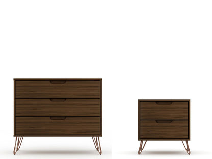 Manhattan Comfort - 2-Piece Rockefeller Dresser and Nightstand with 5 Drawers in Brown - 104GMC5 veiw 1