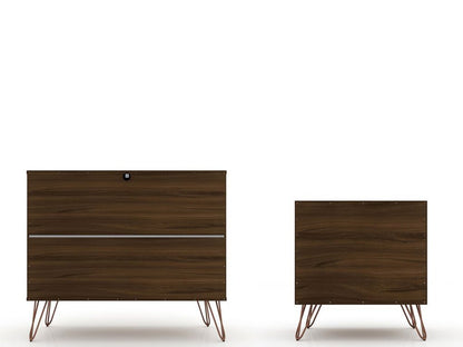 Manhattan Comfort - 2-Piece Rockefeller Dresser and Nightstand with 5 Drawers in Brown - 104GMC5 veiw 3