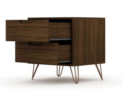 Manhattan Comfort - 2-Piece Rockefeller Dresser and Nightstand with 5 Drawers in Brown - 104GMC5 veiw 4