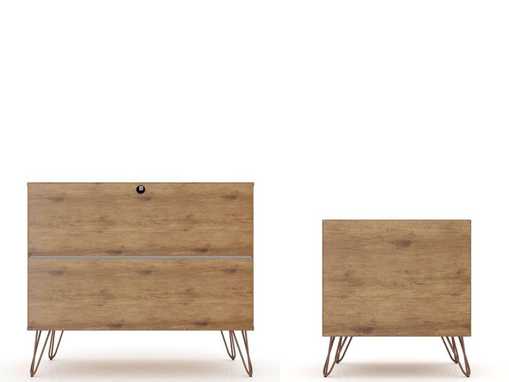 Manhattan Comfort - 2-Piece Rockefeller Dresser and Nightstand with 5 Drawers in Nature and Rose Pink - 104GMC6 veiw 3