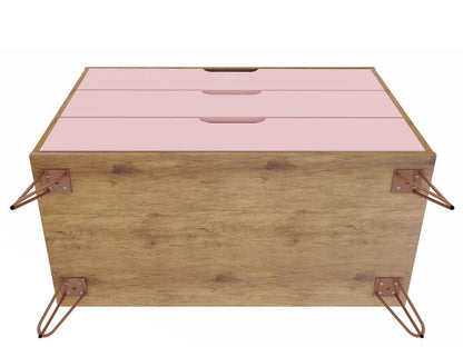 Manhattan Comfort - 2-Piece Rockefeller Dresser and Nightstand with 5 Drawers in Nature and Rose Pink - 104GMC6 veiw 6