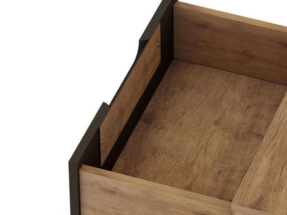 Manhattan Comfort - 2-Piece Rockefeller Dresser and Nightstand with 5 Drawers in Nature and Textured Grey - 104GMC7 veiw 3