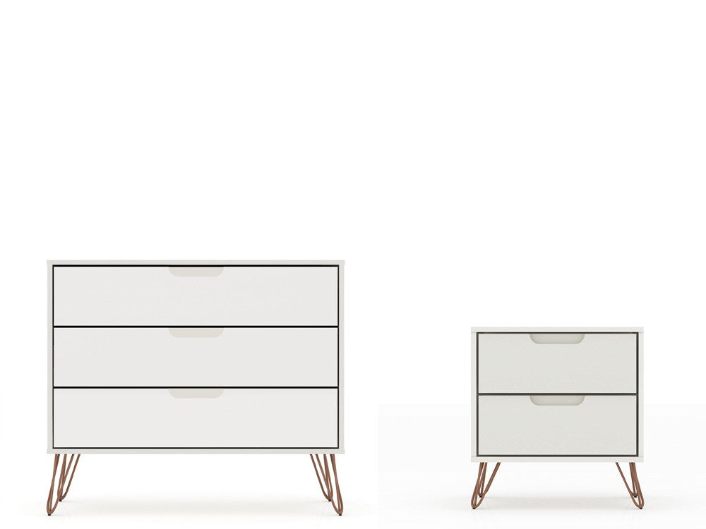 Manhattan Comfort - 2-Piece Rockefeller Dresser and Nightstand with 5 Drawers in Off White - 104GMC8 veiw 1