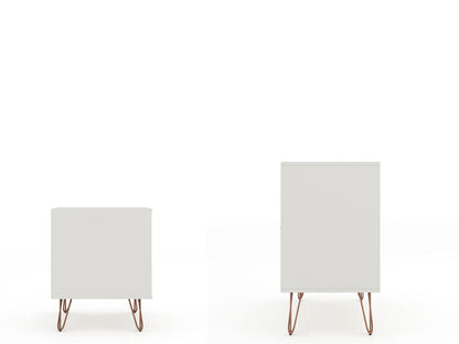 Manhattan Comfort - 2-Piece Rockefeller Dresser and Nightstand with 5 Drawers in Off White and Nature - 104GMC3 veiw 2