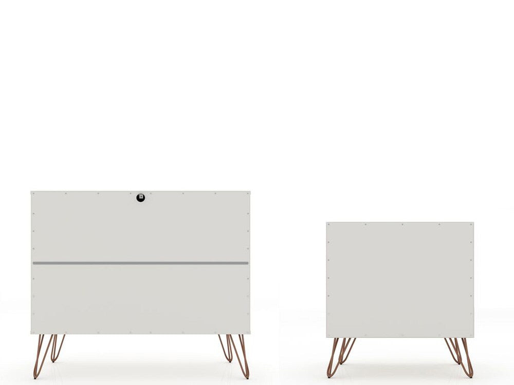 Manhattan Comfort - 2-Piece Rockefeller Dresser and Nightstand with 5 Drawers in Off White - 104GMC8 veiw 3