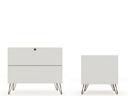 Manhattan Comfort - 2-Piece Rockefeller Dresser and Nightstand with 5 Drawers in Off White - 104GMC8 veiw 3