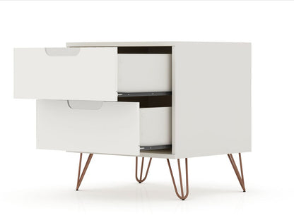 Manhattan Comfort - 2-Piece Rockefeller Dresser and Nightstand with 5 Drawers in Off White - 104GMC8 veiw 6