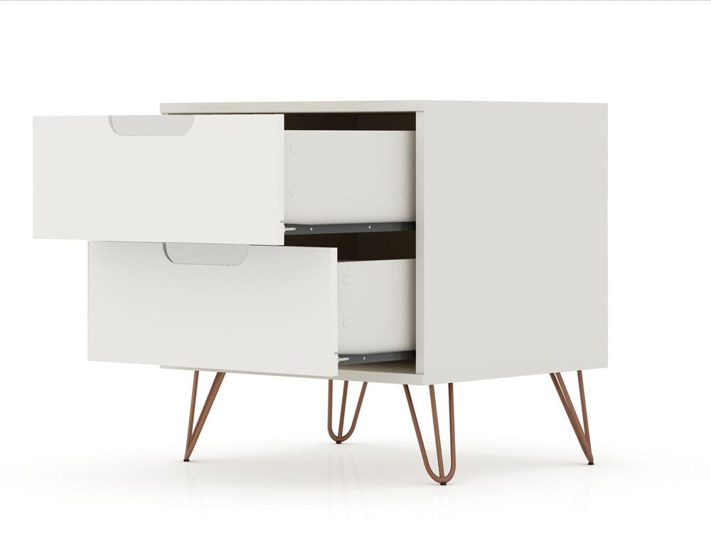 Manhattan Comfort - 2-Piece Rockefeller Dresser and Nightstand with 5 Drawers in Off White and Nature - 104GMC3 veiw 6
