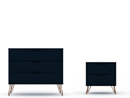 Manhattan Comfort - 2-Piece Rockefeller Dresser and Nightstand with 5 Drawers in Tatiana Midnight Blue - 104GMC4 veiw 1