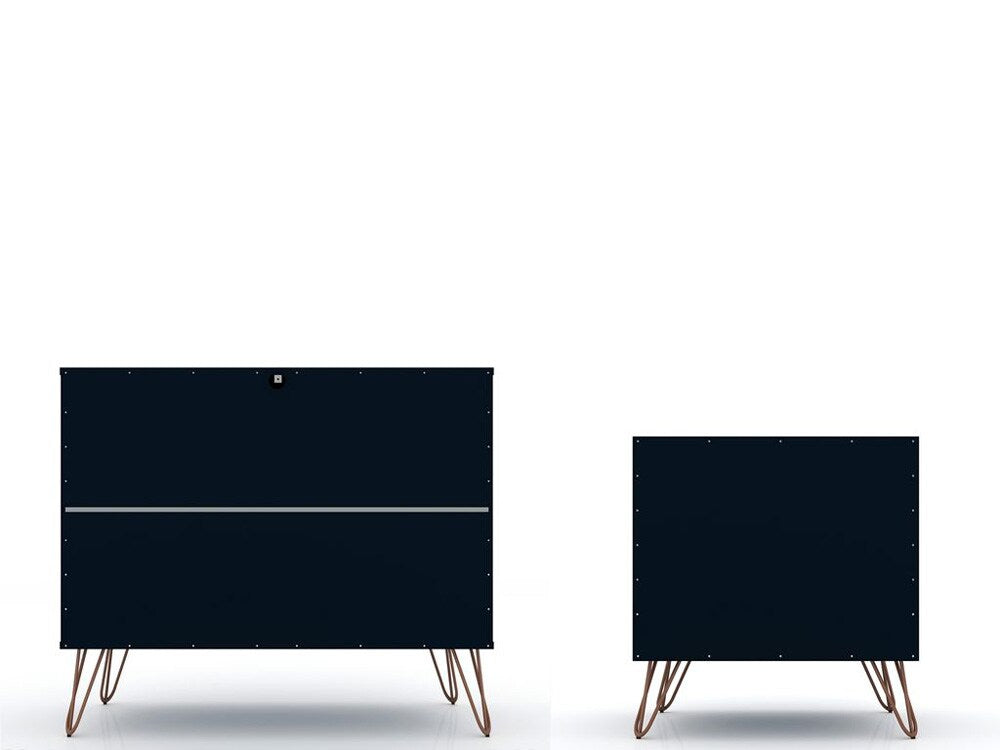 Manhattan Comfort - 2-Piece Rockefeller Dresser and Nightstand with 5 Drawers in Tatiana Midnight Blue - 104GMC4 veiw 3