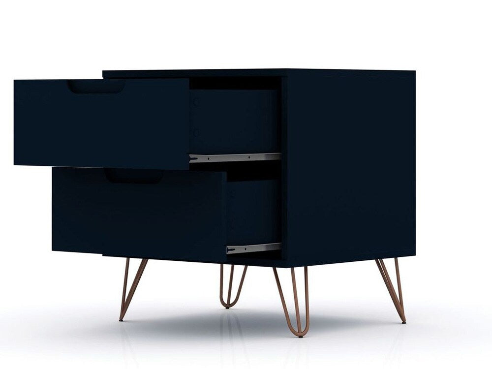 Manhattan Comfort - 2-Piece Rockefeller Dresser and Nightstand with 5 Drawers in Tatiana Midnight Blue - 104GMC4 veiw 4