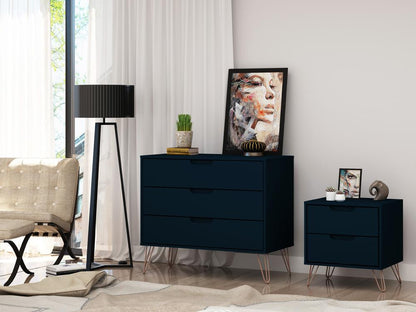 Manhattan Comfort - 2-Piece Rockefeller Dresser and Nightstand with 5 Drawers in Tatiana Midnight Blue - 104GMC4 veiw 9