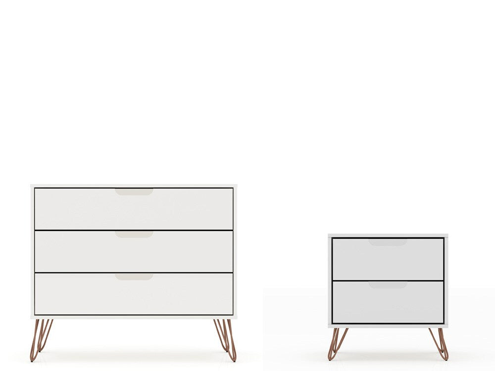 Manhattan Comfort - 2-Piece Rockefeller Dresser and Nightstand with 5 Drawers in White - 104GMC1 veiw 1