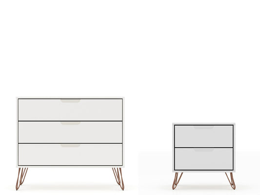 Manhattan Comfort - 2-Piece Rockefeller Dresser and Nightstand with 5 Drawers in White - 104GMC1 veiw 1