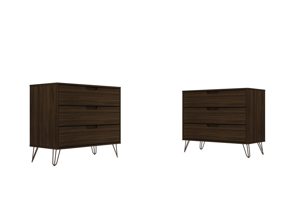 Manhattan Comfort - Rockefeller Dresser with 6 Drawers in Brown - Set of 2 - 2-103GMC5 veiw 1