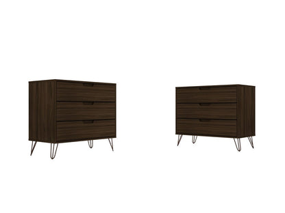 Manhattan Comfort - Rockefeller Dresser with 6 Drawers in Brown - Set of 2 - 2-103GMC5 veiw 1