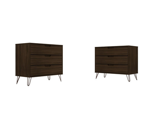 Manhattan Comfort - Rockefeller Dresser with 6 Drawers in Brown - Set of 2 - 2-103GMC5 veiw 1