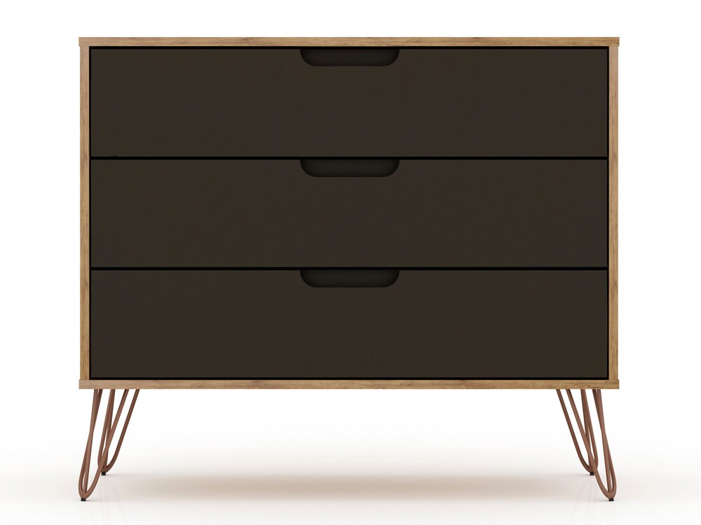 Manhattan Comfort - Rockefeller Dresser with 6 Drawers in Nature and Textured Grey - Set of 2 - 2-103GMC7 veiw 2