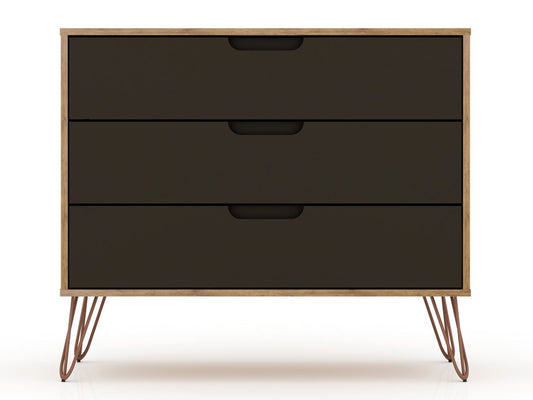 Manhattan Comfort - Rockefeller Dresser with 6 Drawers in Nature and Textured Grey - Set of 2 - 2-103GMC7 veiw 2